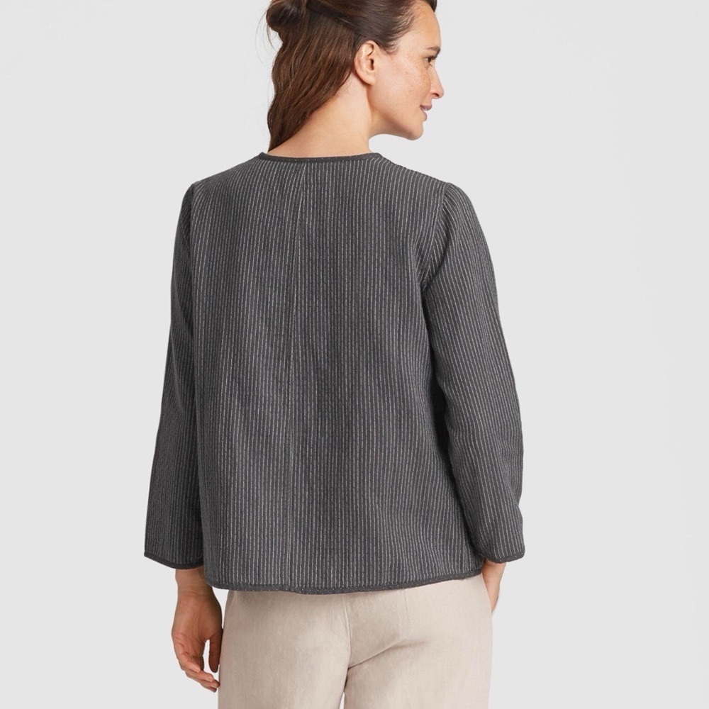 Eileen Fisher • Reversible Organic Cotton Kimono Jacket charcoal grey - Picture 9 of 13